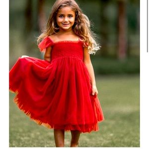 INDIE BLUE Juliet Tulle Dress (deep red)